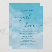 Invitation Minimalist Blue Sky Just Love Casual  (Devant / Derrière)