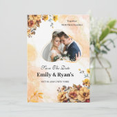 Invitation Minimalist Blush Floral Elegant Wedding Photo (Debout devant)