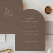 Invitation Minimalist Boho Cocoa Brown Ivory Script Wedding