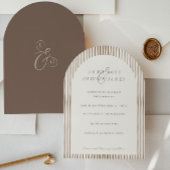Invitation Minimalist Boho Cocoa Brown Stripes Ivory Wedding