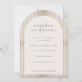Invitation Minimalist Boho Cocoa Brown Stripes Ivory Wedding (Devant)