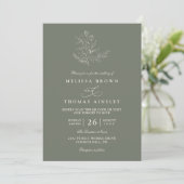 Invitation Minimalist Boho Floral Sage Modern QR Code Wedding (Debout devant)