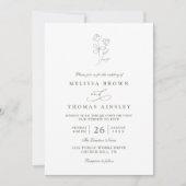 Invitation Minimalist Boho Sage Floral Modern QR Code Wedding (Devant)