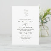 Invitation Minimalist Boho Sage Floral Modern QR Code Wedding (Debout devant)