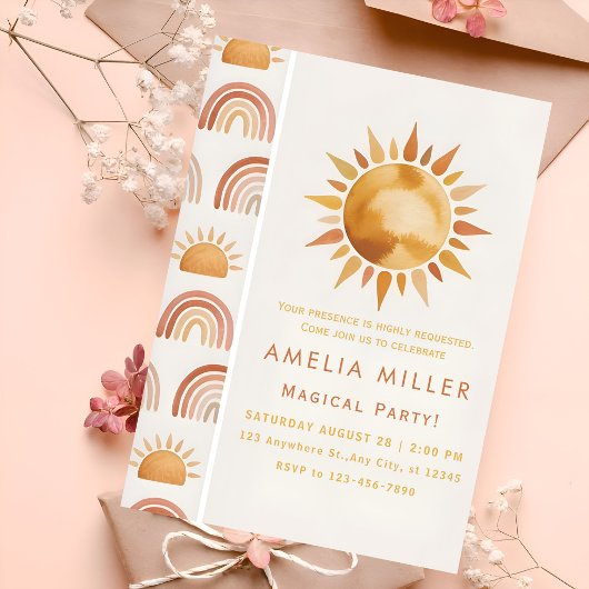 Invitation Minimalist Boho Sunshine & Rainbow Friendship