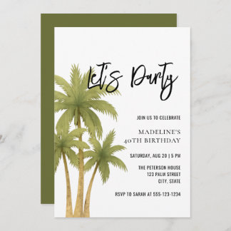 Invitation Minimalist Boho Tropical Summer Adult Birthday
