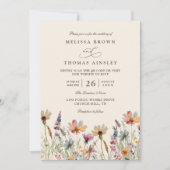 Invitation Minimalist Boho Wildflower Floral QR Code Wedding (Devant)