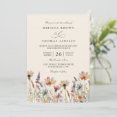 Invitation Minimalist Boho Wildflower Floral QR Code Wedding (Debout devant)