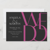 Invitation Minimalist Bold Magenta Black Wedding (Devant)