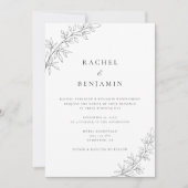 Invitation Minimalist Botanical Wedding Elegant Black White  (Devant)