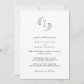 Invitation Minimalist botanical Wreath Monogram Wedding (Devant)