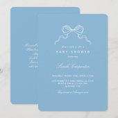 Invitation Minimalist Bow Baby Shower Boy (Devant / Derrière)