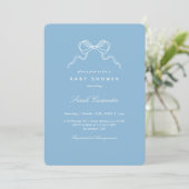 Invitation Minimalist Bow Baby Shower Boy (Debout devant)
