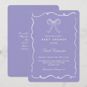 Invitation Minimalist Bow Baby Shower Girl (Devant / Derrière)