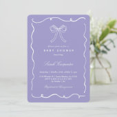 Invitation Minimalist Bow Baby Shower Girl (Debout devant)