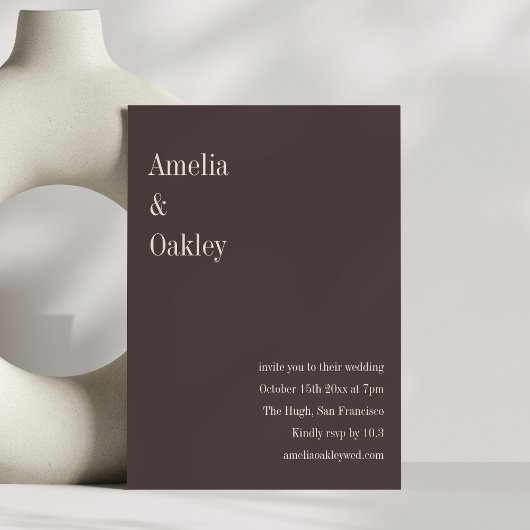 Invitation Minimalist Brown Elegant Chic Modern Wedding