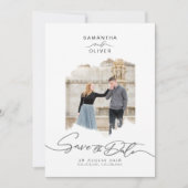 Invitation Minimalist Brush Stroke Photo  Frame Save the Date (Devant)