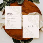 Invitation Minimalist Burgundy Cream Classic Damask Wedding