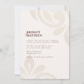 Invitation Minimalist Burgundy Cream Classic Damask Wedding (Devant)