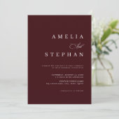 Invitation Minimalist Burgundy Elegant Stylish Wedding (Debout devant)