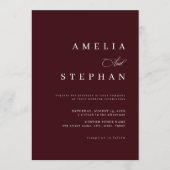 Invitation Minimalist Burgundy Elegant Stylish Wedding (Devant)