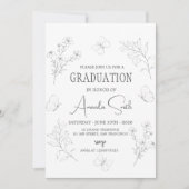 Invitation Minimalist Butterfly Floral Graduation Invite (Devant)