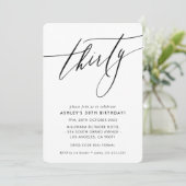 Invitation MINIMALIST Calligraphie chic 30e anniversaire (Debout devant)