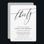 Invitation MINIMALIST Calligraphie chic 30e anniversaire<br><div class="desc">par kat massard / WWW.SIMPLYSWEETPAPERIE.COM Aimez le design,  mais aimeriez voir quelques changements - un autre jeu de couleurs,  un produit,  ajouter une photo ou adapté pour une autre occasion - pas de souci contactez-moi,  kat@simplysweetPAPERIE.com Je suis heureux de vous aider!</div>