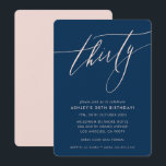 Invitation MINIMALIST Calligraphie chic 30ème parti navy blus<br><div class="desc">par kat massard / WWW.SIMPLYSWEETPAPERIE.COM Aimez le design,  mais aimeriez voir quelques changements - un autre jeu de couleurs,  un produit,  ajouter une photo ou adapté pour une autre occasion - pas de souci contactez-moi,  kat@simplysweetPAPERIE.com Je suis heureux de vous aider!</div>