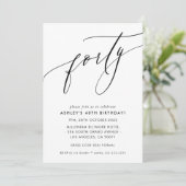 Invitation MINIMALIST Calligraphie chic 40e anniversaire (Debout devant)