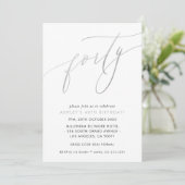 Invitation MINIMALIST Calligraphie chic 40e anniversaire arge (Debout devant)