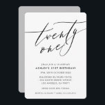 Invitation MINIMALIST Calligraphie chic élégant 21e anniversa<br><div class="desc">par kat massard / WWW.SIMPLYSWEETPAPERIE.COM Aimez le design,  mais aimeriez voir quelques changements - un autre jeu de couleurs,  un produit,  ajouter une photo ou adapté pour une autre occasion - pas de souci contactez-moi,  kat@simplysweetPAPERIE.com Je suis heureux de vous aider!</div>