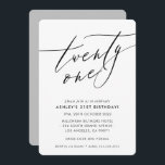 Invitation MINIMALIST Calligraphie chic élégant 21e anniversa<br><div class="desc">par kat massard / WWW.SIMPLYSWEETPAPERIE.COM Aimez le design,  mais aimeriez voir quelques changements - un autre jeu de couleurs,  un produit,  ajouter une photo ou adapté pour une autre occasion - pas de souci contactez-moi,  kat@simplysweetPAPERIE.com Je suis heureux de vous aider!</div>