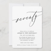 Invitation MINIMALIST Calligraphie chic élégant 70e anniversa (Devant)