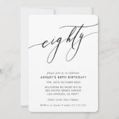 Invitation MINIMALIST Calligraphie chic élégant 80e anniversa (Devant)