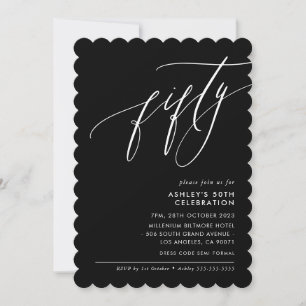 Invitation MINIMALIST Calligraphie élégante 50ème partie noir