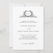 Invitation Minimalist Calligraphy Crest QR Code Chic Wedding (Devant)