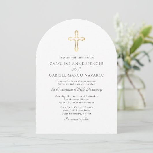 Invitation Minimalist Catholic Mass Wedding (Debout devant)