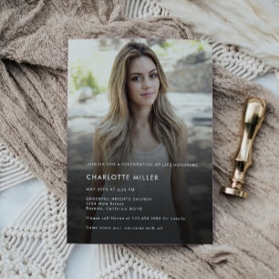 Invitation Minimalist Celebration Of Life Funeral Photo