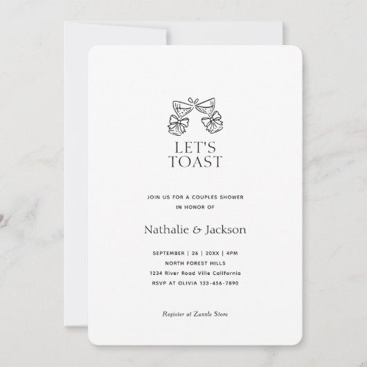 Invitation Minimalist Champagne Couple Shower Bridal (Devant)