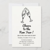 Invitation Minimalist “Cheers to the New Year” Champagne (Devant)