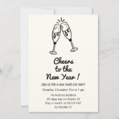 Invitation Minimalist “Cheers to the New Year” Champagne  (Devant)