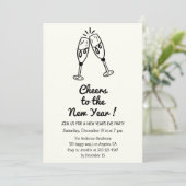 Invitation Minimalist “Cheers to the New Year” Champagne  (Debout devant)