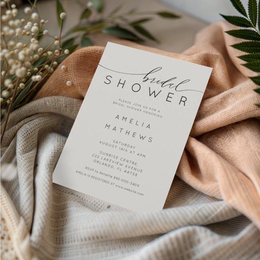 Invitation Minimalist Chic Grey Bridal Shower