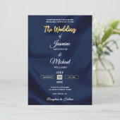 Invitation Minimalist Chic Navy & Gold Script Wedding Elegant (Debout devant)