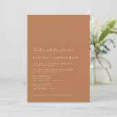 Invitation Minimalist Chic Terracotta Script Photo Wedding (Debout devant)