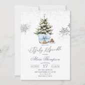 Invitation Minimalist Christmas Bow Snowflake Baby Sprinkle (Devant)