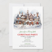 Invitation Minimalist Christmas village cozy winter scene (Devant)