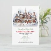 Invitation Minimalist Christmas village cozy winter scene (Debout devant)