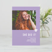 Invitation Minimalist Classic Elegant Lavender Graduation (Debout devant)